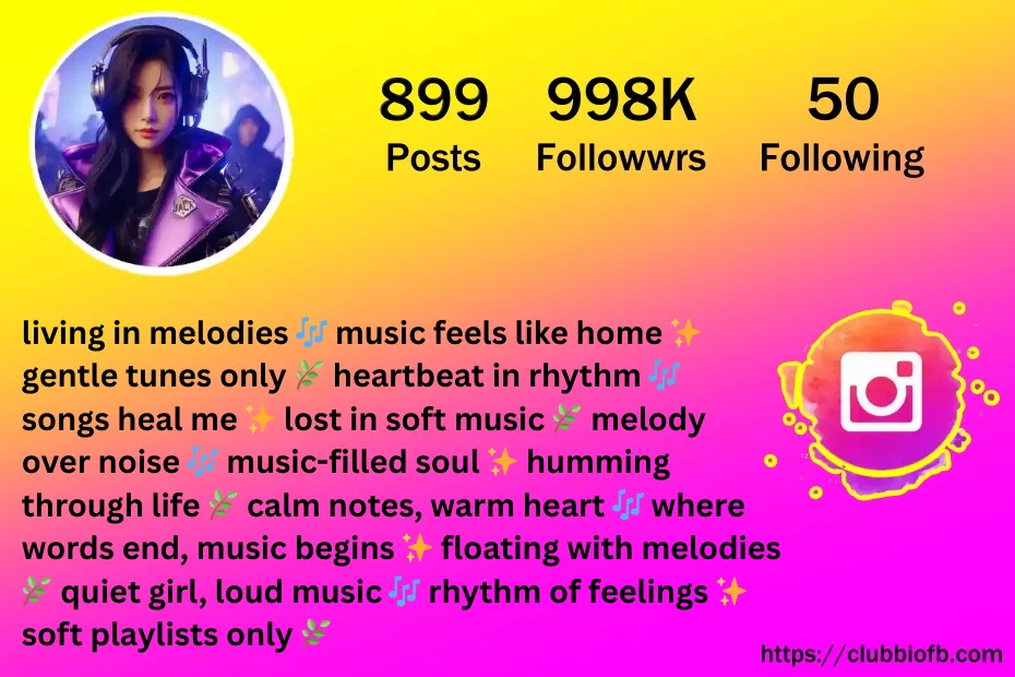 music bio for instagram