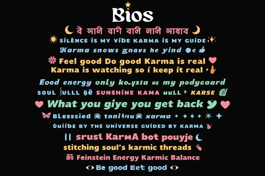 karma bio for instagram stylish font